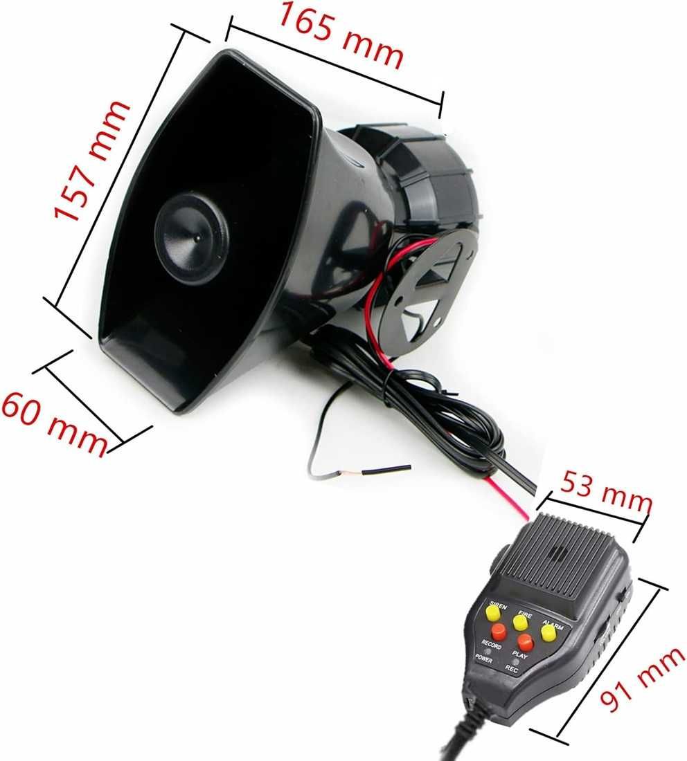 Авто Сирена с 3 мелодии, микрофон и функция запис - 12V 100W - снимка 6